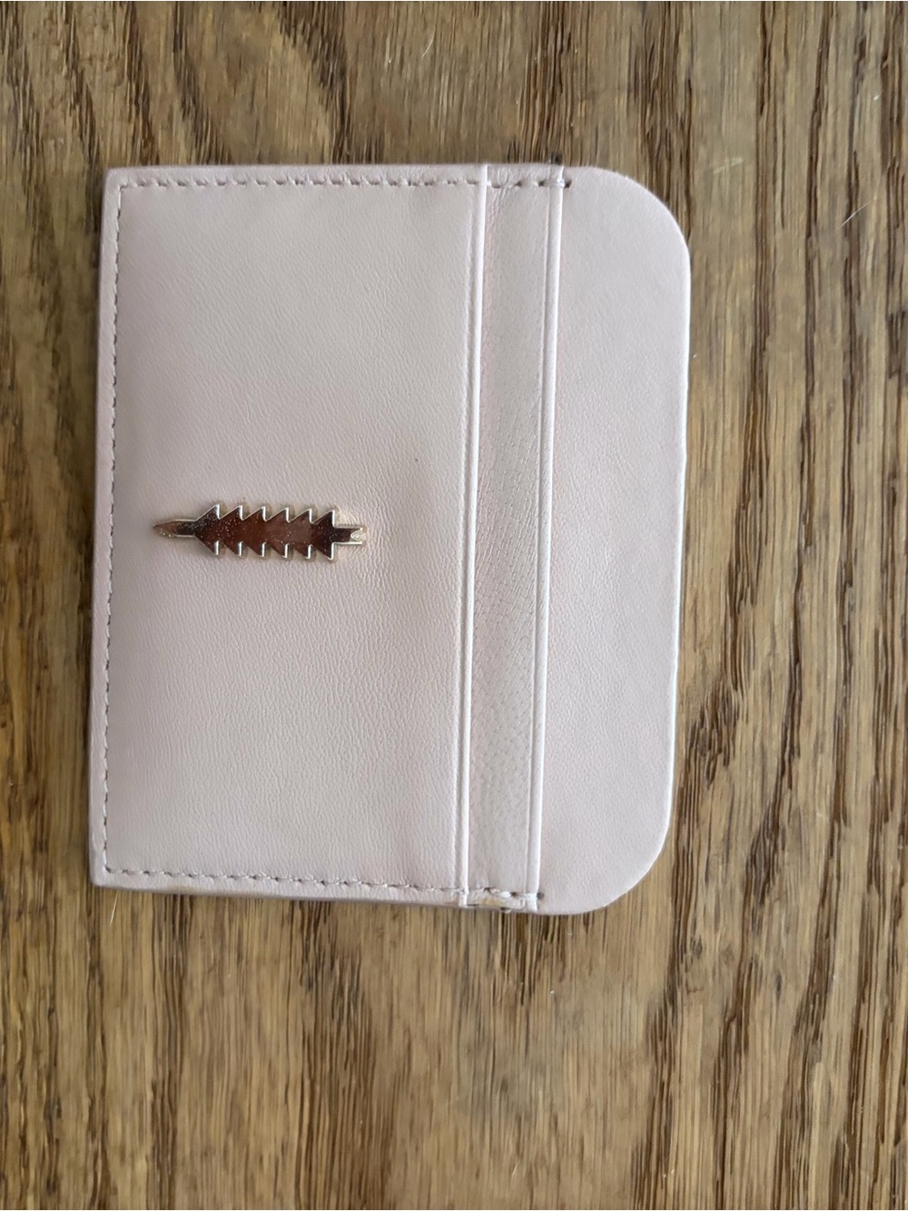 Slim Card Wallet in Light Pink with Metal Accent